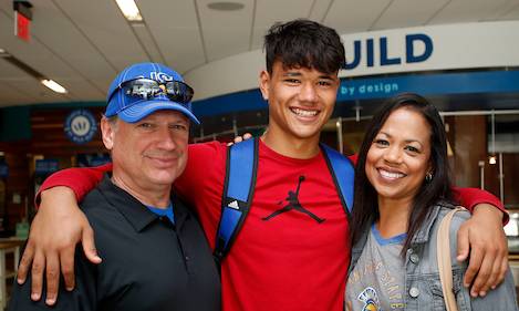 student with parents student with parents