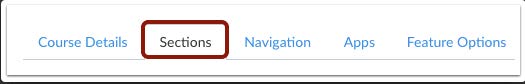 Canvas Sections tab Canvas Sections tab