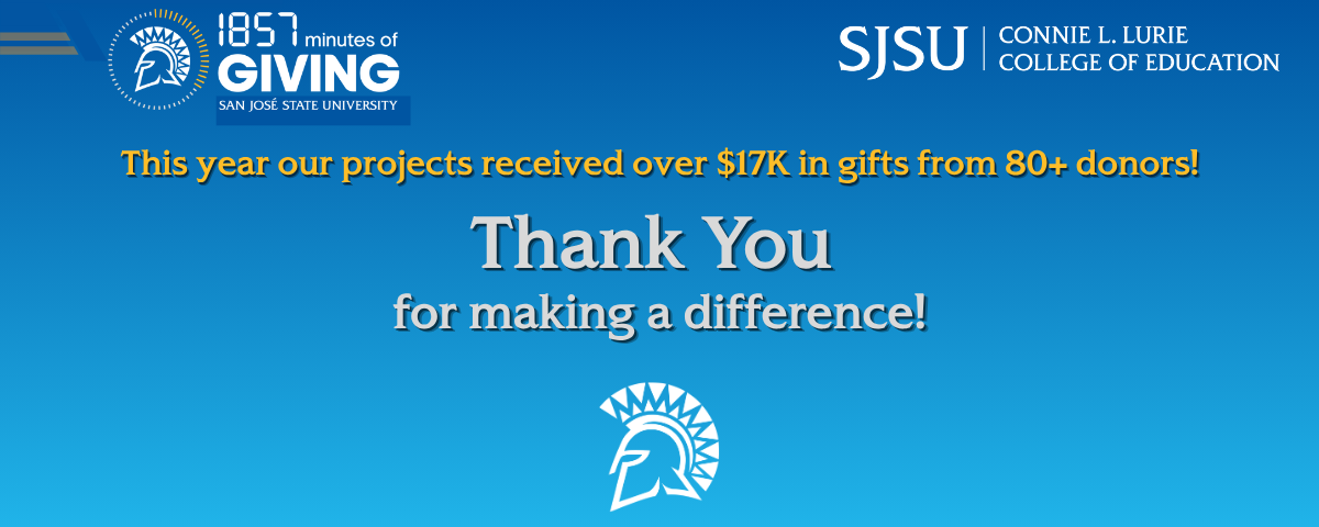banner of 1857 minutes of giving projects thank you statement and spartan spirit lockup