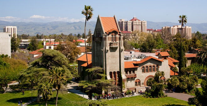 Tower Hall the top of an sjsu central campus building