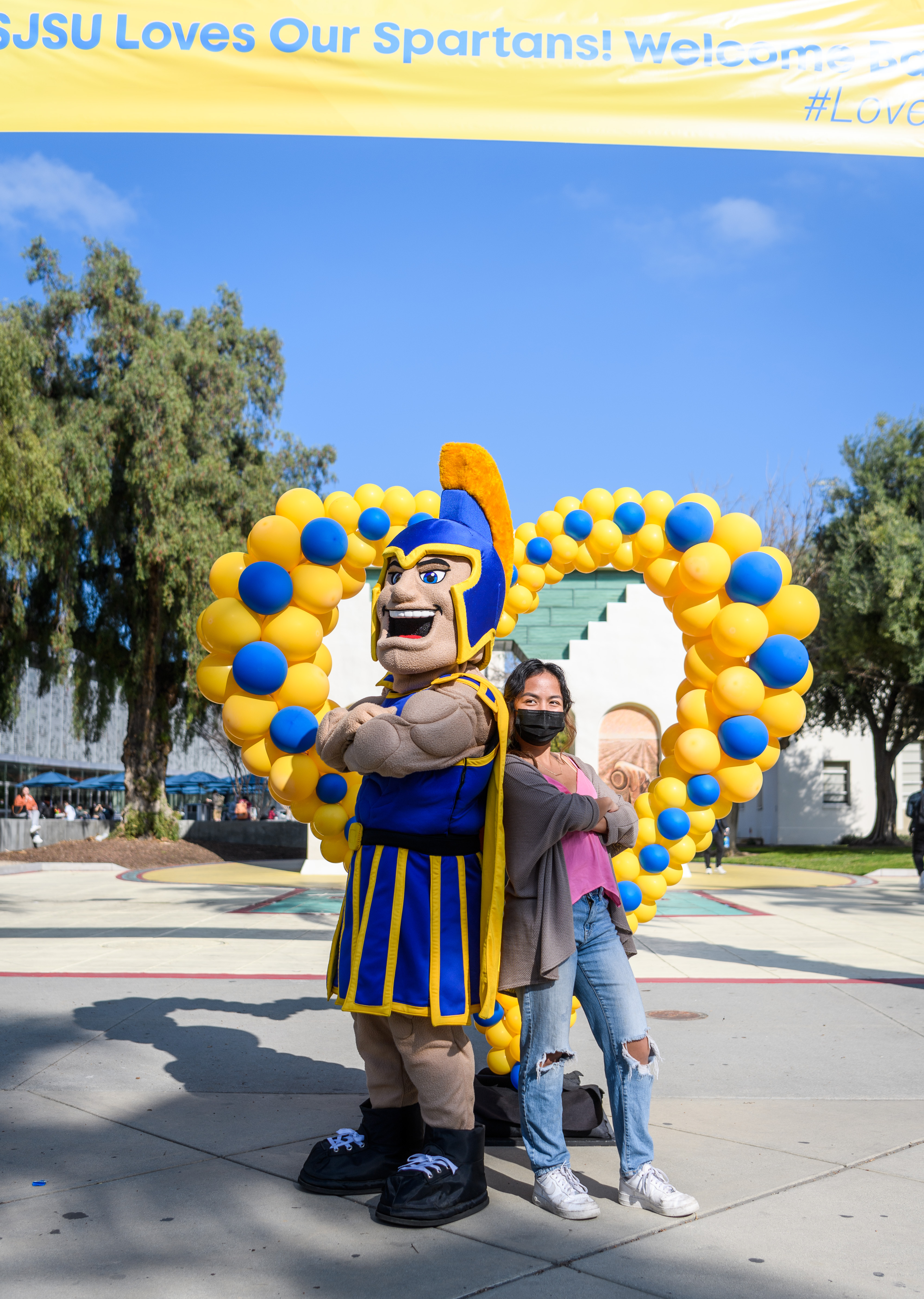 SJSU Sammy with student SJSU Sammy with student