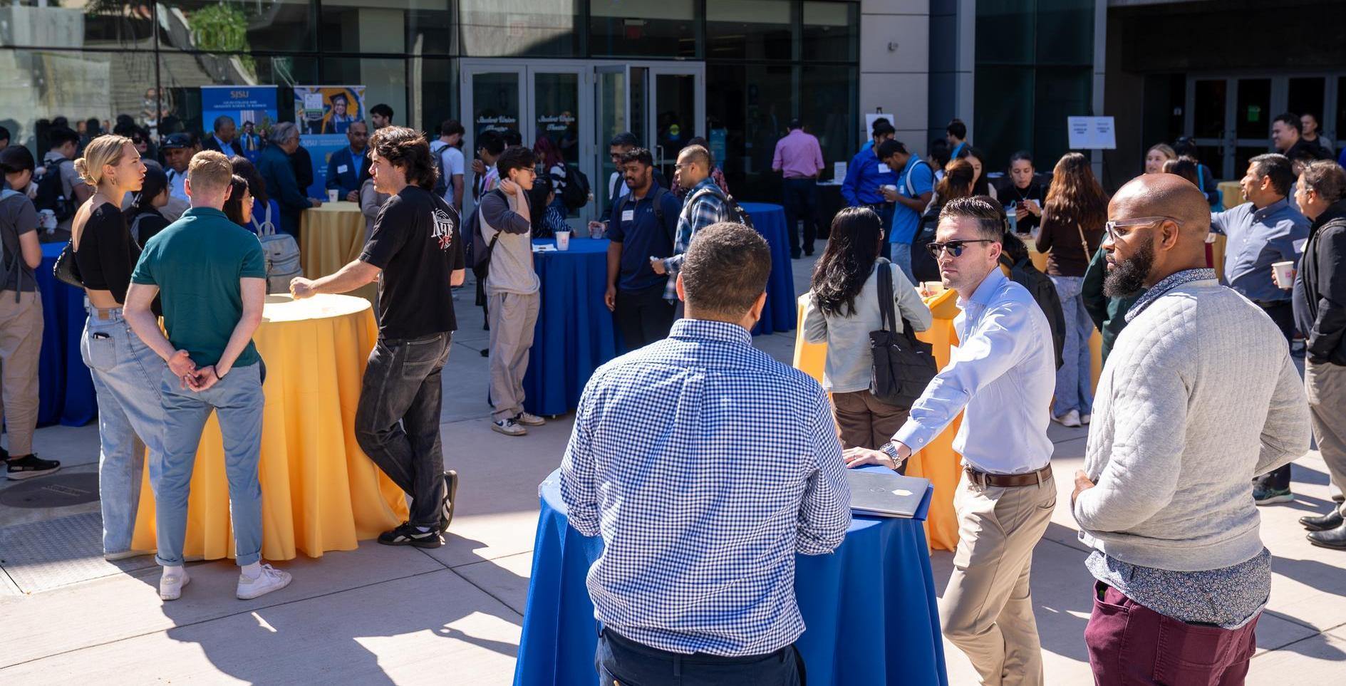 Students, faculty, and professionals connect during an SJSU campus event