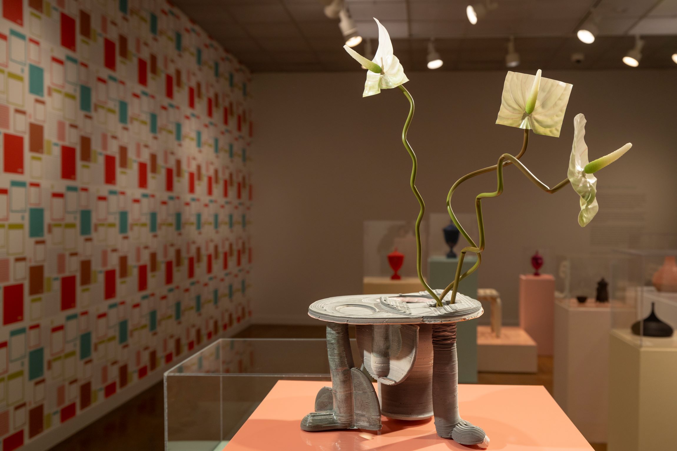 Artwork by Jolie Ngo, 3Leg Vessel in Two Right Feet, a unique 3-legged vessel in porcelain, glaze, luster, and PVA plastic, 2022. Courtesy of R & Company. Photo by Galen Ducey. Artwork by Jolie Ngo, 3Leg Vessel in Two Right Feet, a unique 3-legged vessel in porcelain, glaze, luster, and PVA plastic, 2022. Courtesy of R & Company. Photo by Galen Ducey.